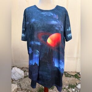 HOROSCOPEZ Dolls Kill Follow The Future Graphic Tee Washed Saturn Print Top